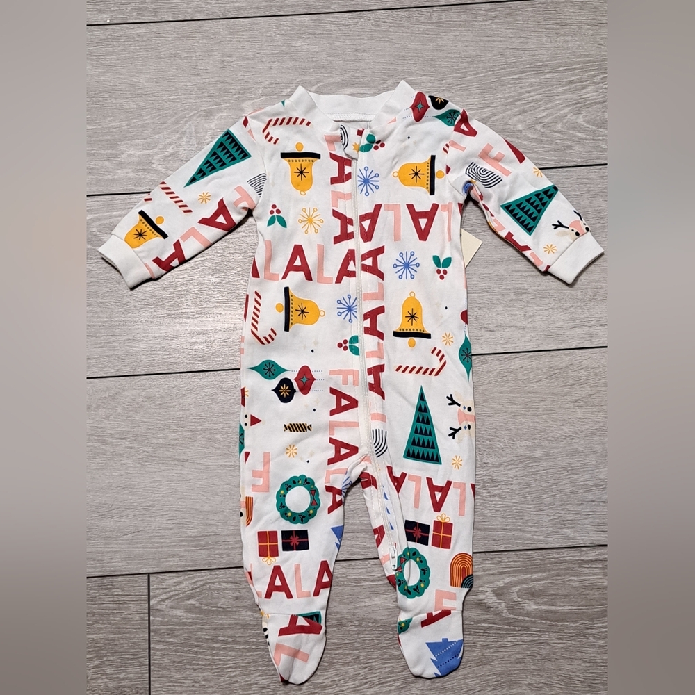 George Holiday Print Kids One Piece Footie. 100% Cotton